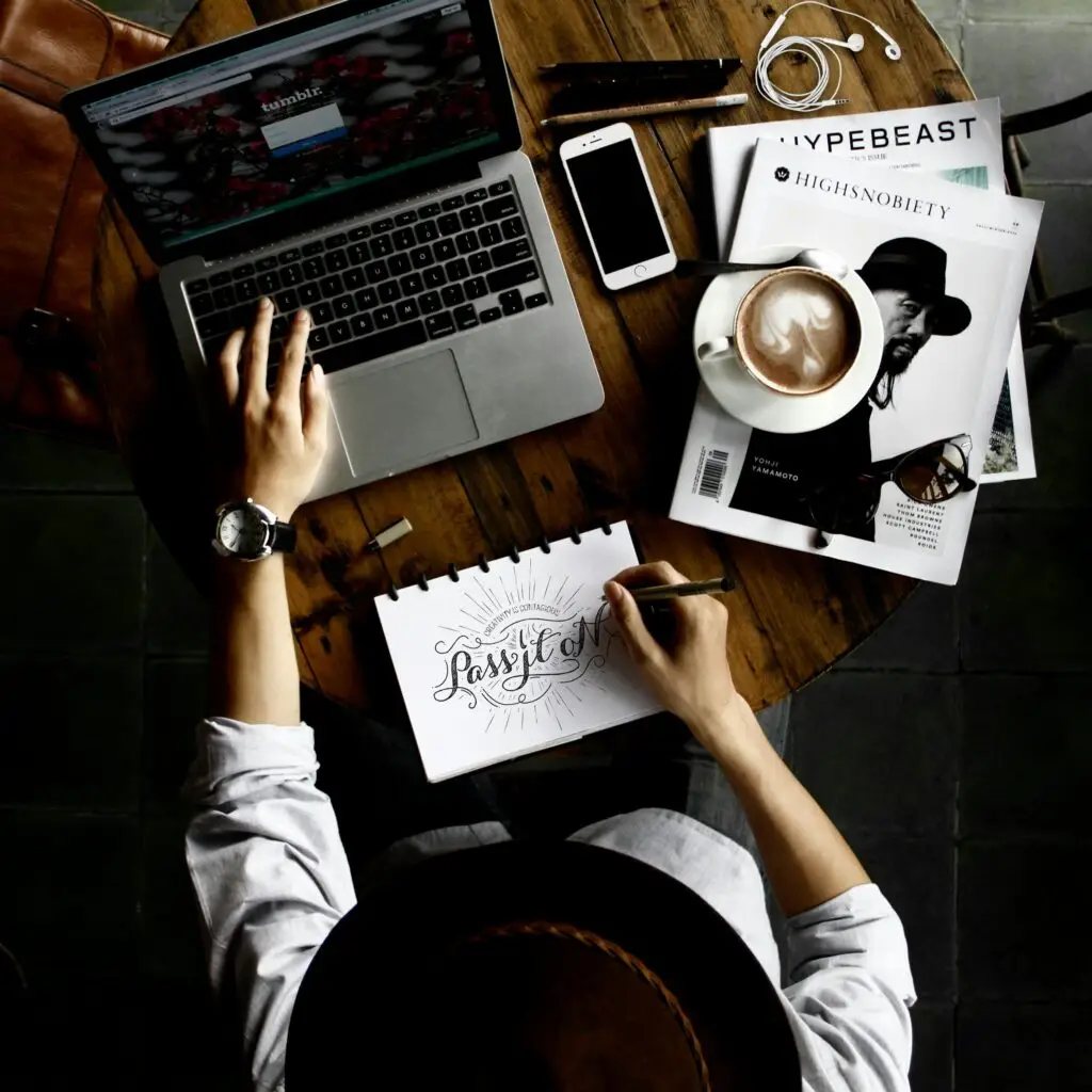 Freelance digital marketing specialist planning a strategy on laptop